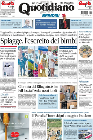 Prima pagina Nuovo Quotidiano di Puglia (Brindisi) di oggi - Quotidiano regionale
