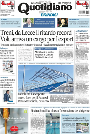 Prima pagina Nuovo Quotidiano di Puglia (Brindisi) di oggi - Quotidiano regionale