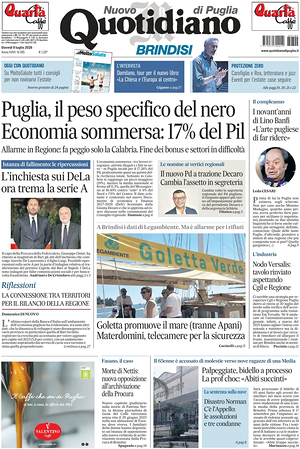 Prima pagina Nuovo Quotidiano di Puglia (Brindisi) di oggi - Quotidiano regionale