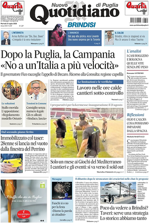Prima pagina Nuovo Quotidiano di Puglia (Brindisi) di oggi - Quotidiano regionale