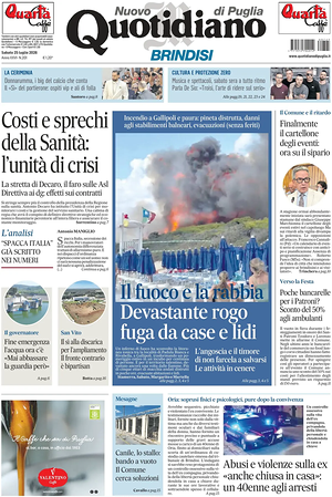 Prima pagina Nuovo Quotidiano di Puglia (Brindisi) di oggi - Quotidiano regionale