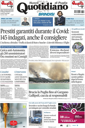 Prima pagina Nuovo Quotidiano di Puglia (Brindisi) di oggi - Quotidiano regionale