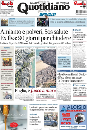 Prima pagina Nuovo Quotidiano di Puglia (Brindisi) di oggi - Quotidiano regionale