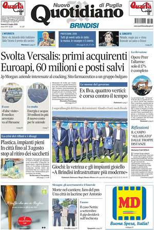 Prima pagina Nuovo Quotidiano di Puglia (Brindisi) di oggi - Quotidiano regionale