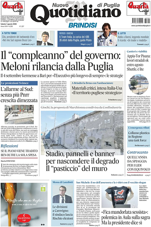 Prima pagina Nuovo Quotidiano di Puglia (Brindisi) di oggi - Quotidiano regionale