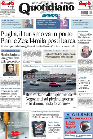 Prima pagina Nuovo Quotidiano di Puglia (Brindisi) di oggi - Quotidiano regionale
