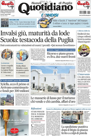 Prima pagina Nuovo Quotidiano di Puglia (Brindisi) di oggi - Quotidiano regionale