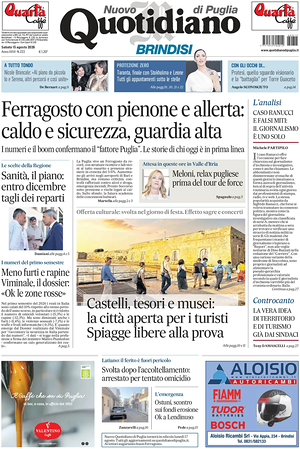 Prima pagina Nuovo Quotidiano di Puglia (Brindisi) di oggi - Quotidiano regionale