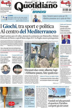 Prima pagina Nuovo Quotidiano di Puglia (Brindisi) di oggi - Quotidiano regionale