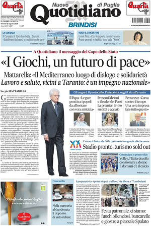 Prima pagina Nuovo Quotidiano di Puglia (Brindisi) di oggi - Quotidiano regionale