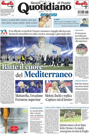 Prima pagina Nuovo Quotidiano di Puglia (Brindisi) di oggi - Quotidiano regionale