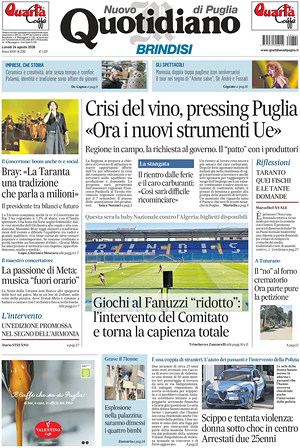Prima pagina Nuovo Quotidiano di Puglia (Brindisi) di oggi - Quotidiano regionale