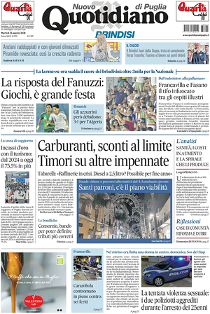 Prima pagina Nuovo Quotidiano di Puglia (Brindisi) di oggi - Quotidiano regionale