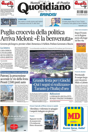 Prima pagina Nuovo Quotidiano di Puglia (Brindisi) di oggi - Quotidiano regionale