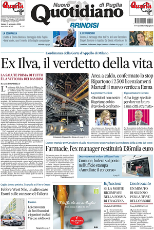 Prima pagina Nuovo Quotidiano di Puglia (Brindisi) di oggi - Quotidiano regionale