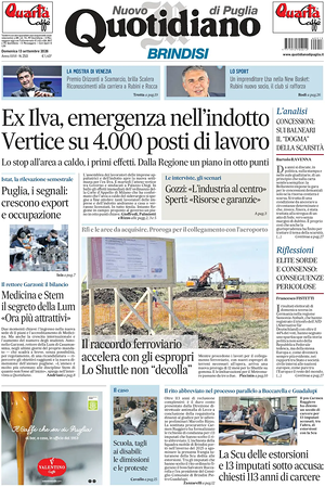 Prima pagina Nuovo Quotidiano di Puglia (Brindisi) di oggi - Quotidiano regionale