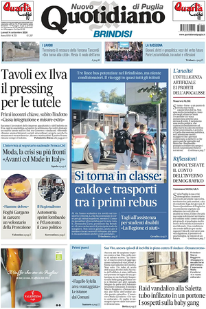 Prima pagina Nuovo Quotidiano di Puglia (Brindisi) di oggi - Quotidiano regionale