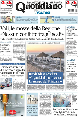 Prima pagina Nuovo Quotidiano di Puglia (Brindisi) di oggi - Quotidiano regionale