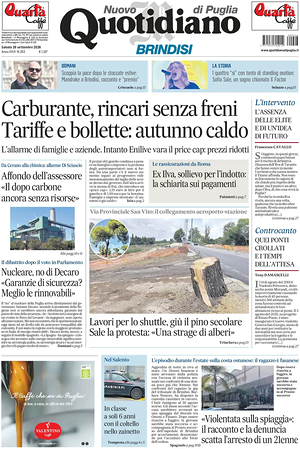Prima pagina Nuovo Quotidiano di Puglia (Brindisi) di oggi - Quotidiano regionale
