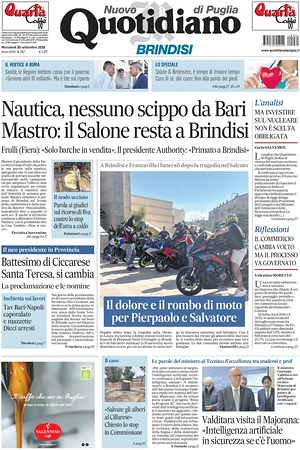 Prima pagina Nuovo Quotidiano di Puglia (Brindisi) di oggi - Quotidiano regionale