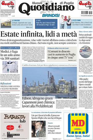 Prima pagina Nuovo Quotidiano di Puglia (Brindisi) di oggi - Quotidiano regionale