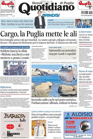 Prima pagina Nuovo Quotidiano di Puglia (Brindisi) di oggi - Quotidiano regionale