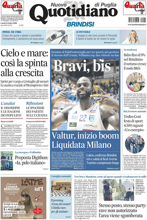 Prima pagina Nuovo Quotidiano di Puglia (Brindisi) di oggi - Quotidiano regionale