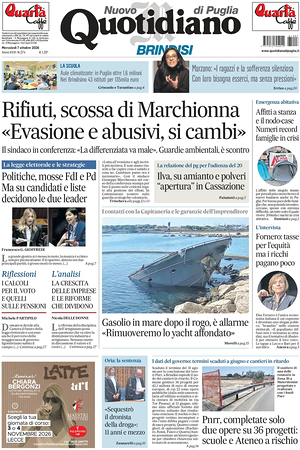 Prima pagina Nuovo Quotidiano di Puglia (Brindisi) di oggi - Quotidiano regionale