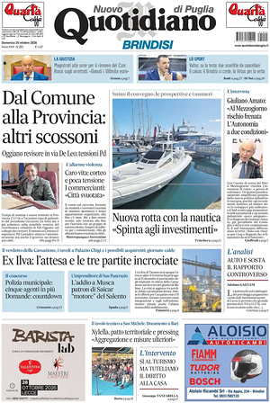 Prima pagina Nuovo Quotidiano di Puglia (Brindisi) di oggi - Quotidiano regionale