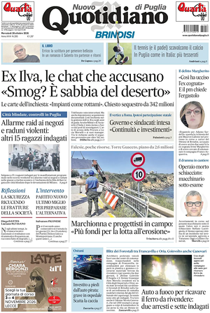 Prima pagina Nuovo Quotidiano di Puglia (Brindisi) di oggi - Quotidiano regionale