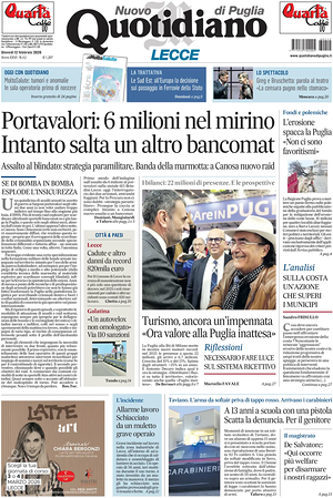 Prima pagina Nuovo Quotidiano di Puglia (Lecce) di oggi - Quotidiano regionale