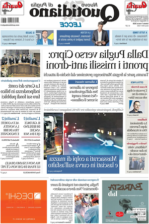 Prima pagina Nuovo Quotidiano di Puglia (Lecce) di oggi - Quotidiano regionale