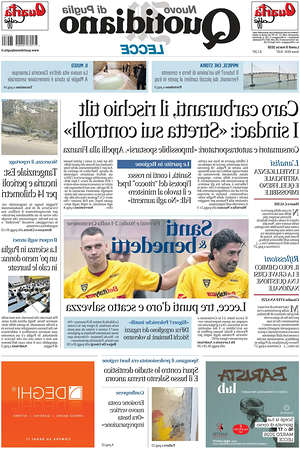 Prima pagina Nuovo Quotidiano di Puglia (Lecce) di oggi - Quotidiano regionale