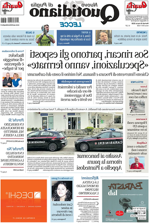 Prima pagina Nuovo Quotidiano di Puglia (Lecce) di oggi - Quotidiano regionale