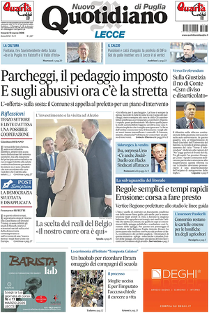 Prima pagina Nuovo Quotidiano di Puglia (Lecce) di oggi - Quotidiano regionale