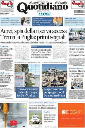 Prima pagina Nuovo Quotidiano di Puglia (Lecce) di oggi - Quotidiano regionale