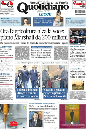 Prima pagina Nuovo Quotidiano di Puglia (Lecce) di oggi - Quotidiano regionale