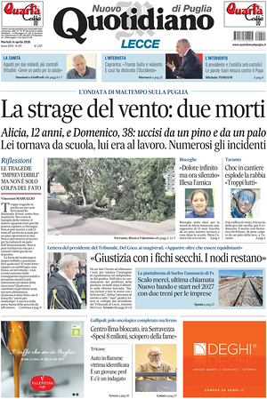 Prima pagina Nuovo Quotidiano di Puglia (Lecce) di oggi - Quotidiano regionale