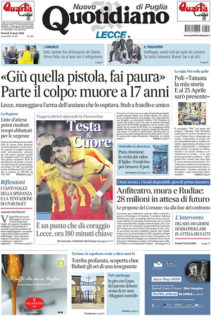Prima pagina Nuovo Quotidiano di Puglia (Lecce) di oggi - Quotidiano regionale
