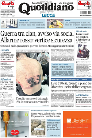 Prima pagina Nuovo Quotidiano di Puglia (Lecce) di oggi - Quotidiano regionale