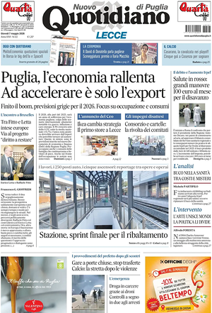 Prima pagina Nuovo Quotidiano di Puglia (Lecce) di oggi - Quotidiano regionale