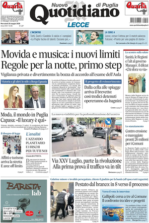 Prima pagina Nuovo Quotidiano di Puglia (Lecce) di oggi - Quotidiano regionale
