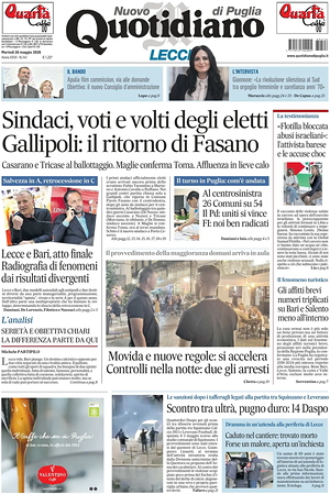 Prima pagina Nuovo Quotidiano di Puglia (Lecce) di oggi - Quotidiano regionale