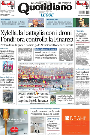 Prima pagina Nuovo Quotidiano di Puglia (Lecce) di oggi - Quotidiano regionale