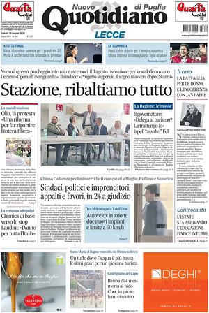 Prima pagina Nuovo Quotidiano di Puglia (Lecce) di oggi - Quotidiano regionale
