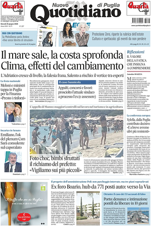Prima pagina Nuovo Quotidiano di Puglia (Lecce) di oggi - Quotidiano regionale