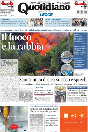 Prima pagina Nuovo Quotidiano di Puglia (Lecce) di oggi - Quotidiano regionale