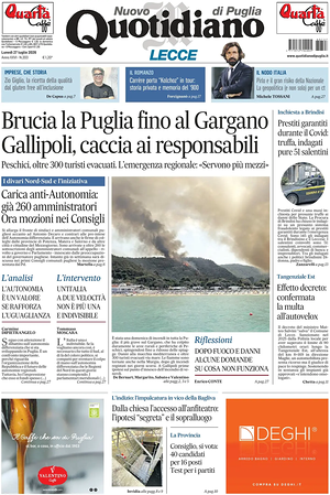 Prima pagina Nuovo Quotidiano di Puglia (Lecce) di oggi - Quotidiano regionale