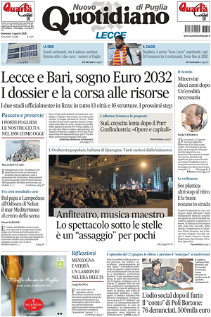 Prima pagina Nuovo Quotidiano di Puglia (Lecce) di oggi - Quotidiano regionale