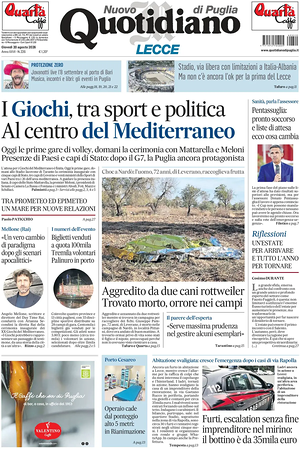 Prima pagina Nuovo Quotidiano di Puglia (Lecce) di oggi - Quotidiano regionale